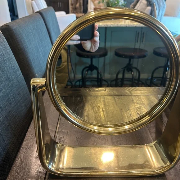 West Elm Brass Sculptural Vanity Mirror - Picture 2 of 10
